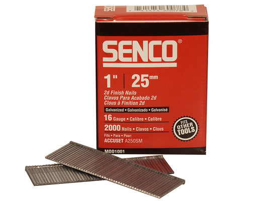 Senco Straight Brad Nails Galvanised 16G x 25mm (Pack 2000) SENRX13EAA