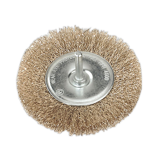 Sealey Flat Wire Brush �100mm �6mm Shaft SFB100
