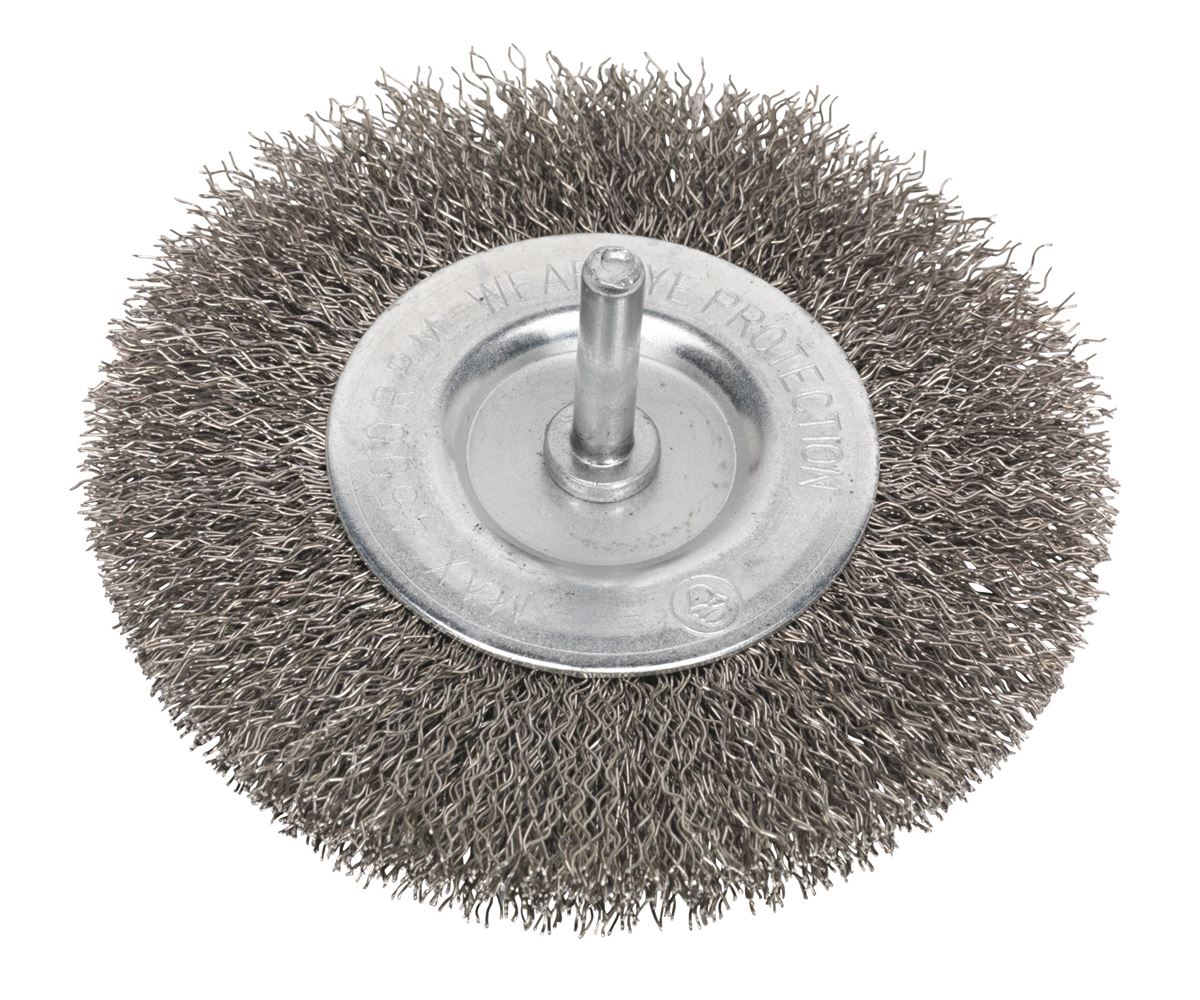 Sealey Flat Wire Brush Stainless Steel �100mm �6mm Shaft SFBS100