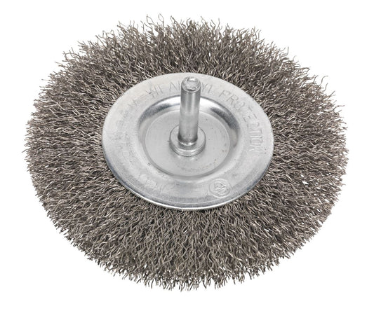 Sealey Flat Wire Brush Stainless Steel �100mm �6mm Shaft SFBS100
