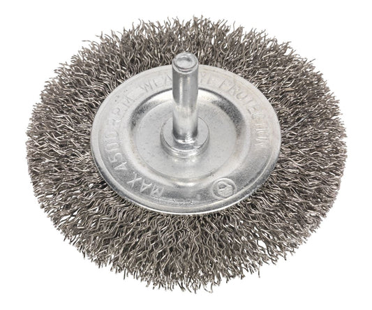 Sealey Flat Wire Brush Stainless Steel 75mm with 6mm Shaft SFBS75