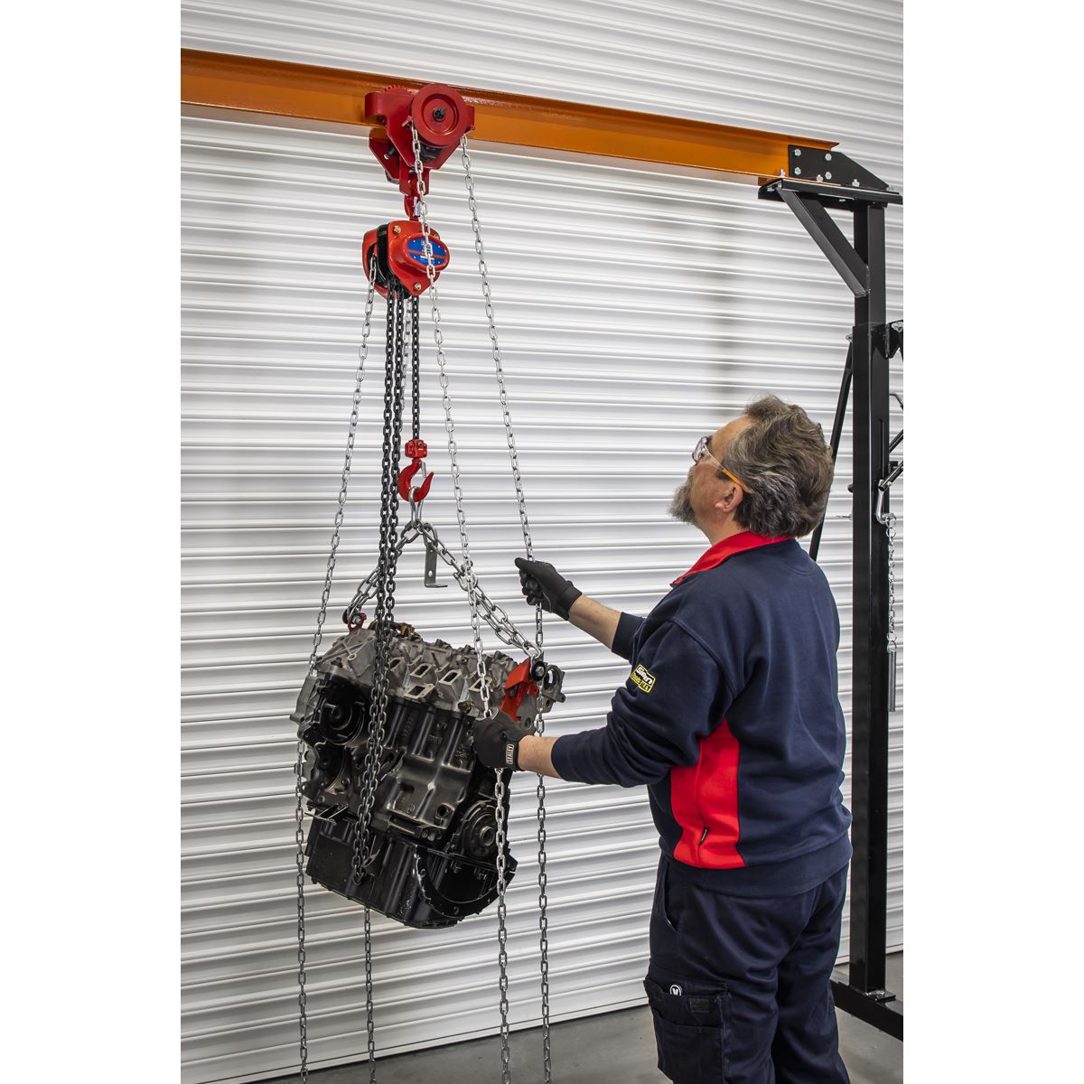 Sealey Portable Gantry Crane Adjustable 1 Tonne with Geared Trolley Combo SG1000KITG