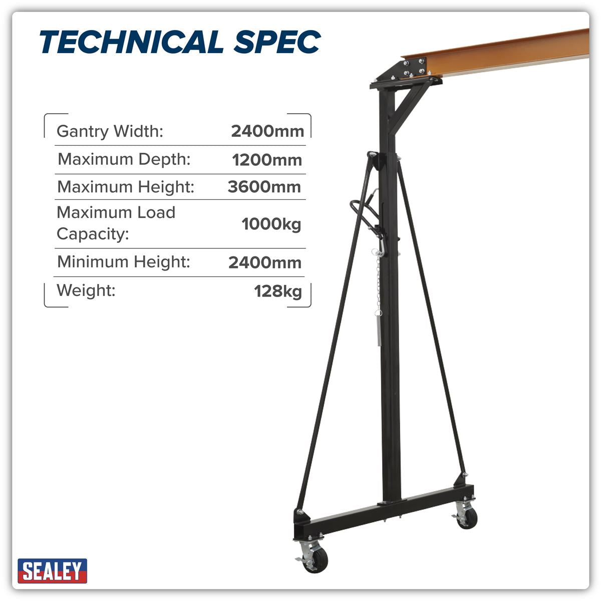 Sealey Portable Lifting Gantry Crane Adjustable 1 Tonne SG1000