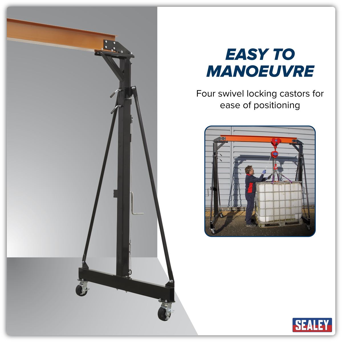 Sealey Portable Lifting Gantry Crane Adjustable 2 Tonne SG2000W