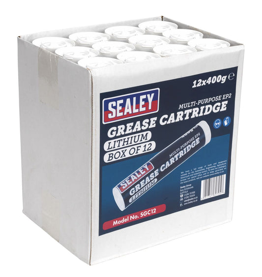 Sealey Grease Cartridge EP2 Lithium 400g Pack of 12 SGC12