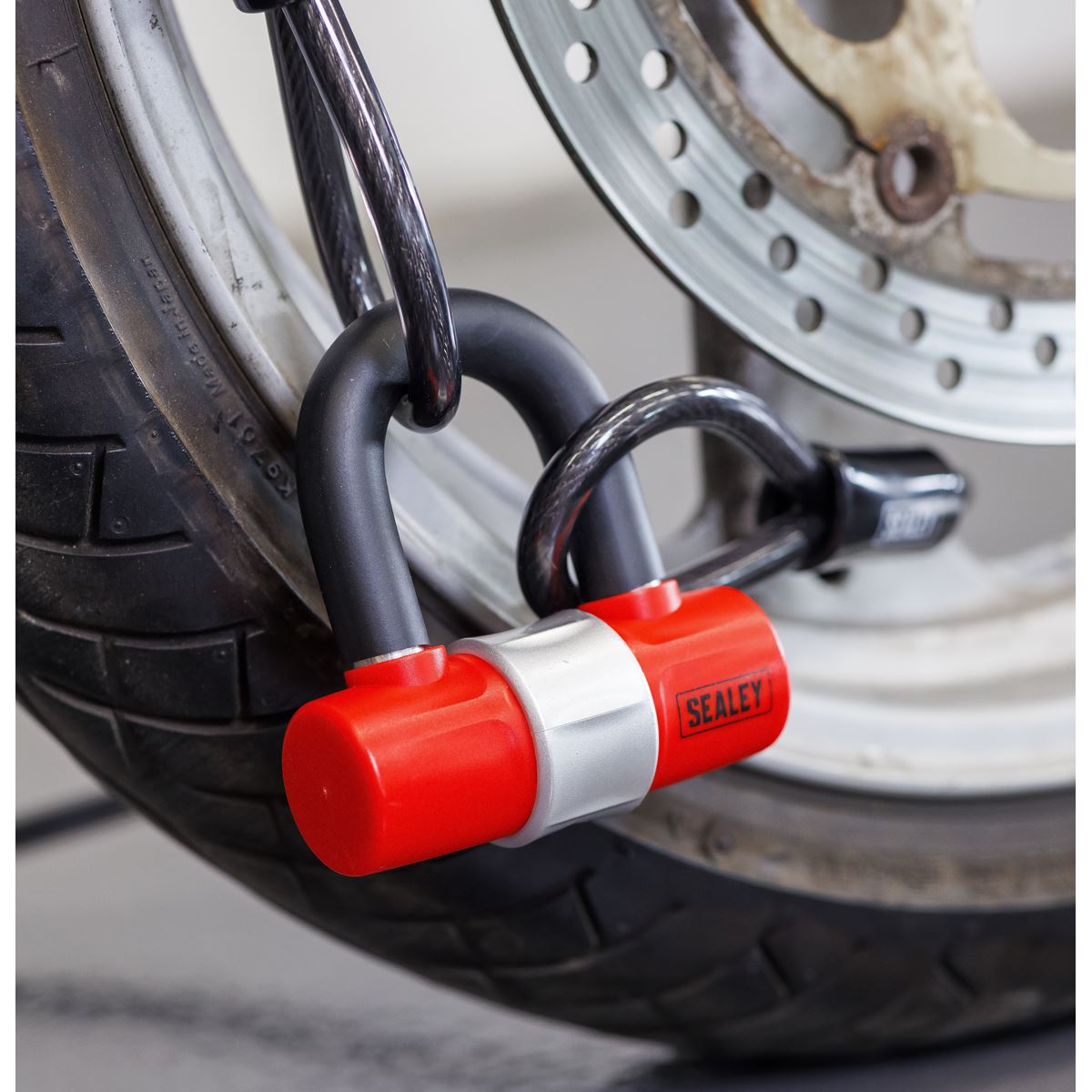 Sealey Motorcycle Cable Lock 5m Cut Resistant With Padlock And Key Set SHGCL5