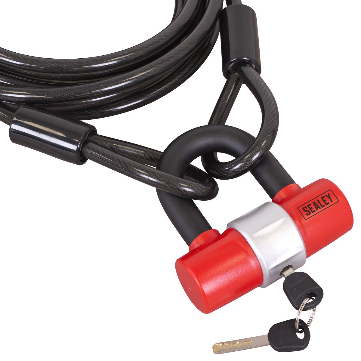 Sealey Motorcycle Cable Lock 5m Cut Resistant With Padlock And Key Set SHGCL5