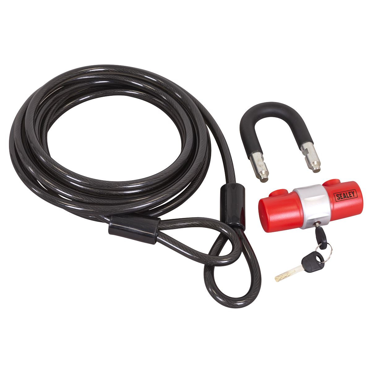 Sealey Motorcycle Cable Lock 5m Cut Resistant With Padlock And Key Set SHGCL5