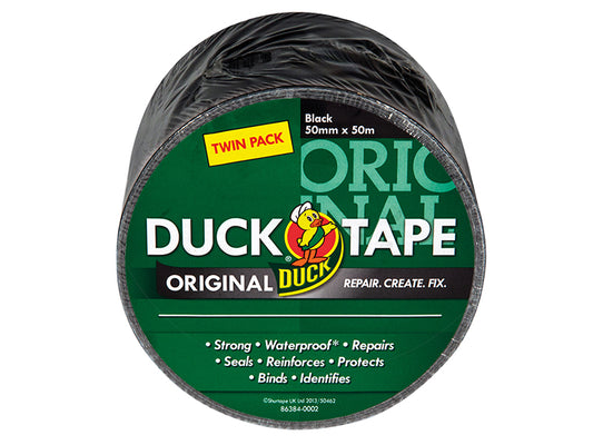 Shurtape Duck Tape® Original 50mm x 50m Black (Twin Pack) SHU232336