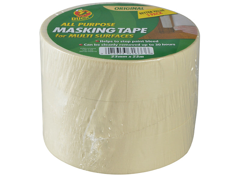 Shurtape Duck Tape® All-Purpose Masking Tape 25mm x 25m (Pack 3) SHU260121