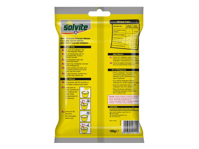 Solvite All Purpose Wallpaper Paste Sachet 10 Roll SLV1591159