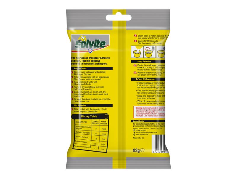 Solvite All Purpose Wallpaper Paste Sachet 5 Roll SLV1591219