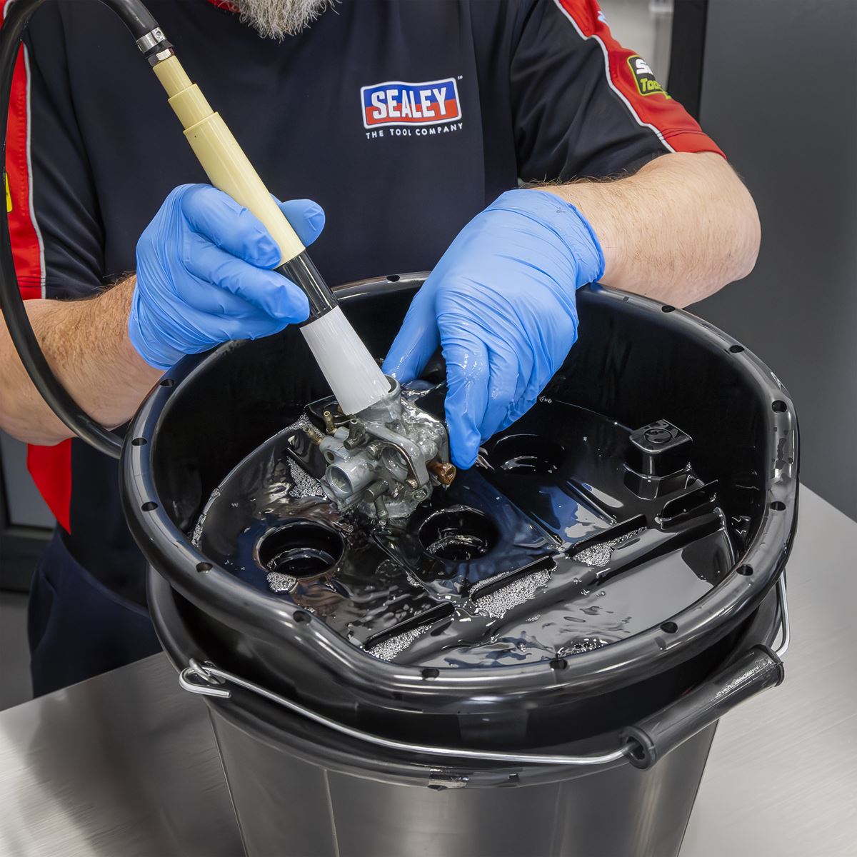 Sealey Portable Bucket Parts Washer with Brush 14L 16W 230V SM220