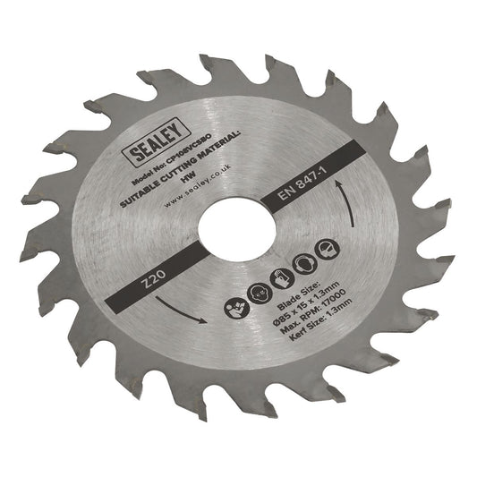 Sealey Circular Saw Blade �85 x 15 x 1.3mm 20tpu SM85B20