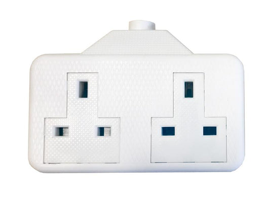SMJ White Trailing Extension Socket 13A 2-Gang SMJRTS2GW