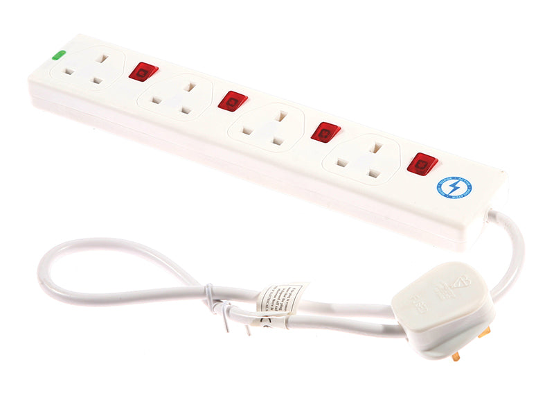 SMJ Extension Lead 240V 4-Way 13A Surge Protection Switched 0.75m SMJS4WISP