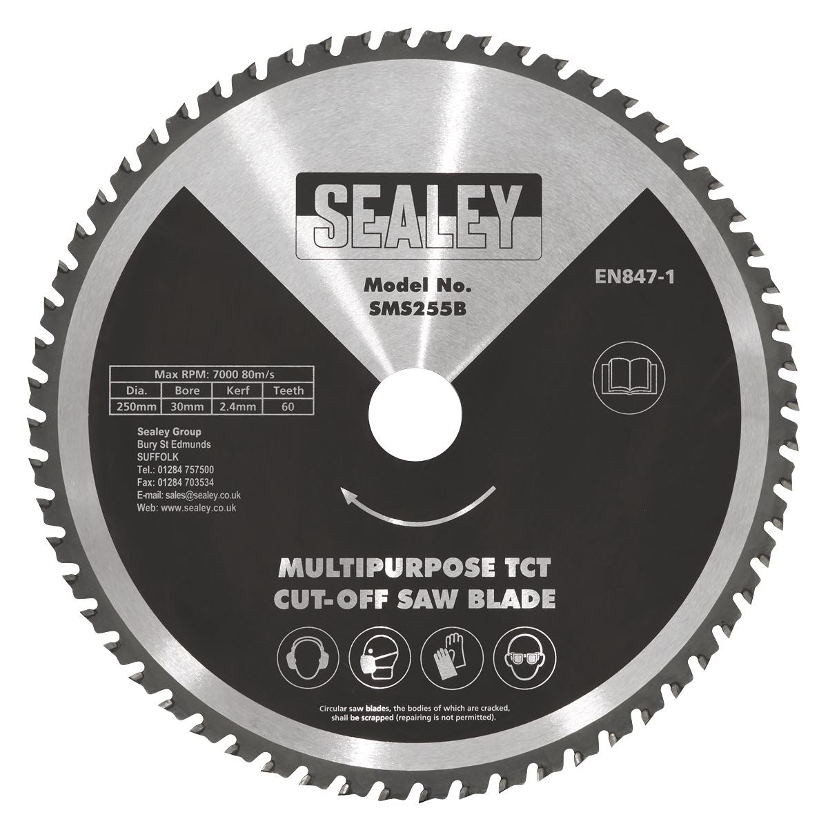 Sealey Multipurpose Cut-Off Saw Blade �250 x 2.4mm/�30mm 60tpu SMS255B