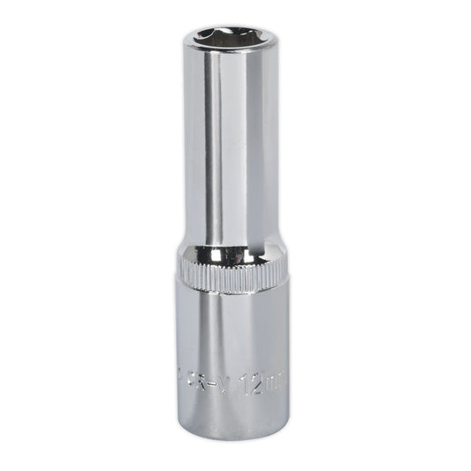Sealey 12mm Deep Metric WallDrive Socket 1/2"Sq Drive Fully Polished SP1212D