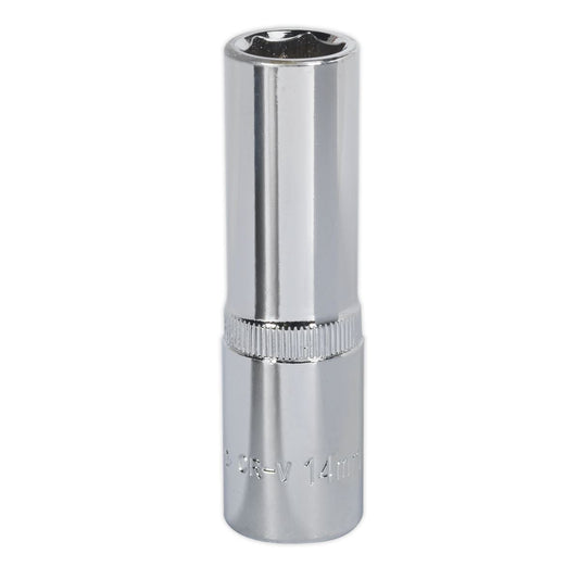 Sealey 14mm Deep Metric WallDrive Socket 1/2"Sq Drive Fully Polished SP1214D