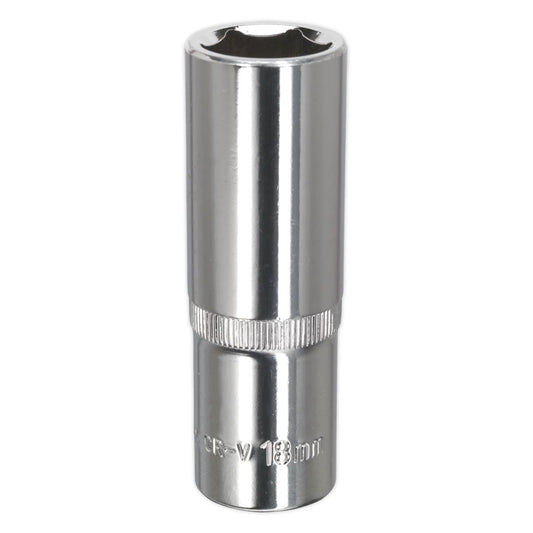 Sealey 18mm Deep Metric WallDrive Socket 1/2"Sq Drive Fully Polished SP1218D