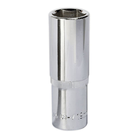 Sealey 19mm Deep Metric WallDrive Socket 1/2"Sq Drive Fully Polished SP1219D