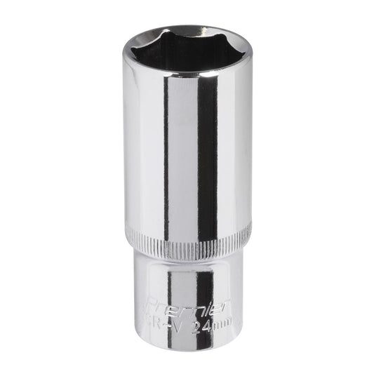 Sealey 24mm Deep Metric WallDrive Socket 1/2"Sq Drive Fully Polished SP1224D