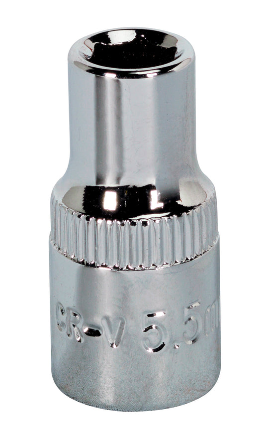 Sealey 5.5mm 1/4"D Metric WallDrive Chrome Socket Standard Length 6pt SP14055