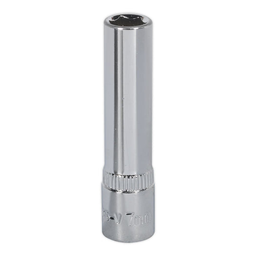 Sealey Metric Socket 7mm Deep 1/4"Sq Drive Fully Polished SP1407D