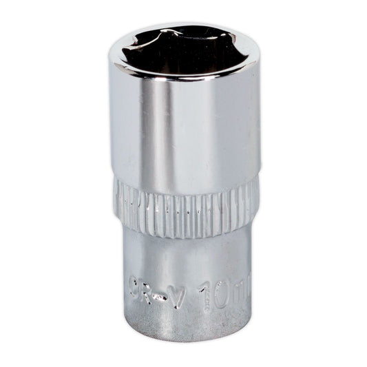 Sealey 10mm 1/4"D Metric WallDrive Chrome Socket Standard Length 6pt SP1410