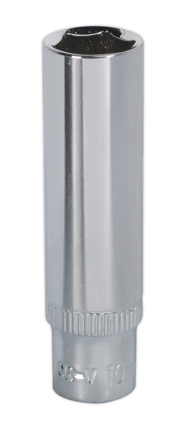 Sealey Metric Socket 10mm Deep 1/4"Sq Drive Fully Polished SP1410D