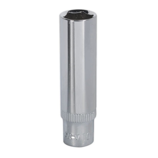 Sealey Metric Socket 10mm Deep 1/4"Sq Drive Fully Polished SP1410D
