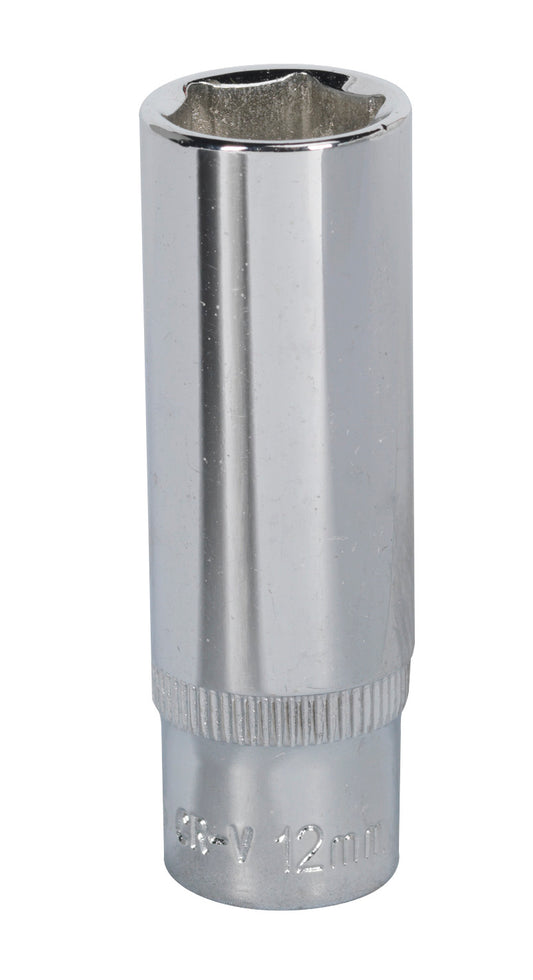 Sealey Metric Socket 12mm Deep 1/4"Sq Drive Fully Polished SP1412D