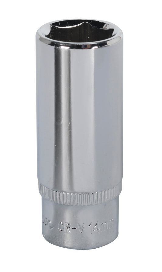 Sealey Metric Socket 14mm Deep 1/4"Sq Drive Fully Polished SP1414D