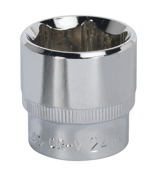Sealey 3/8"Sq Drive Socket 24mm WallDrive Chrome Standard Length SP3824