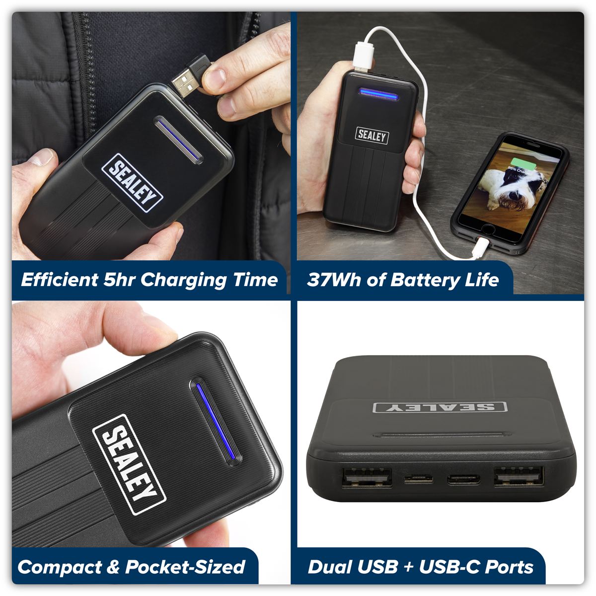 Sealey Portable Power Bank 10W 10000mAh Micro USB Type-C SPB101