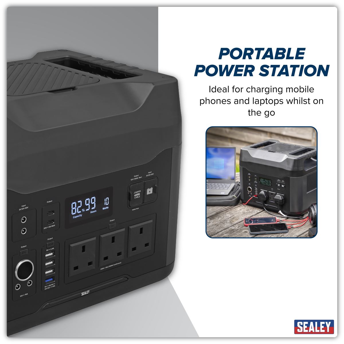 Sealey Portable Power Station 2200W LiFePO4 battery 12 Devices At Once SPB2200W