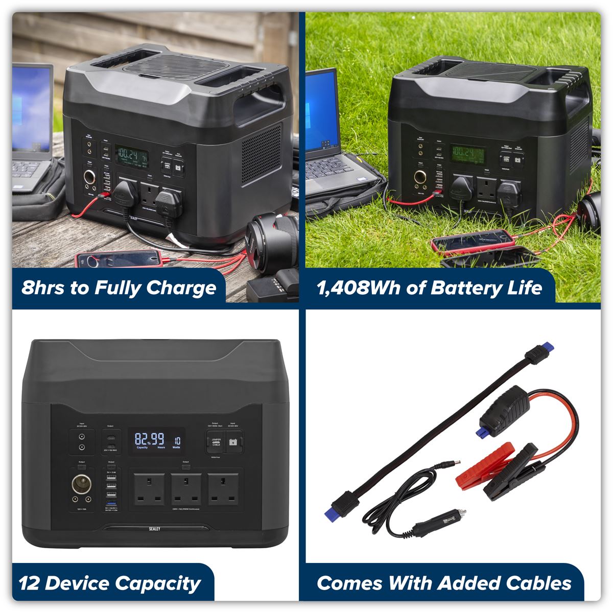 Sealey Portable Power Station 2200W LiFePO4 battery 12 Devices At Once SPB2200W