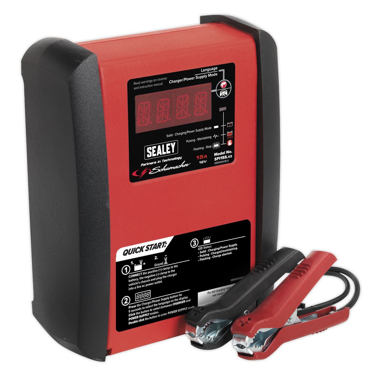 Sealey Schumacher&reg; Intelligent Speed Charge Battery Charger/Maintainer 15A 12V SPI15S