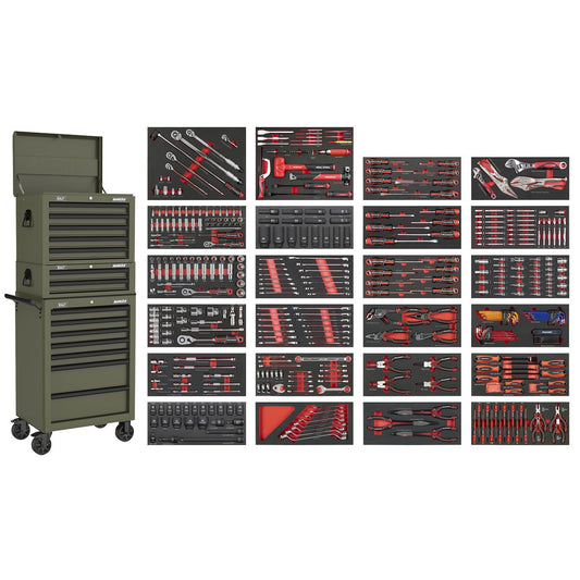 Sealey Superline PRO&reg; Tool Chest Combination 14 Drawer with 447pc Tool Kit - Khaki SPTCOMBO3K