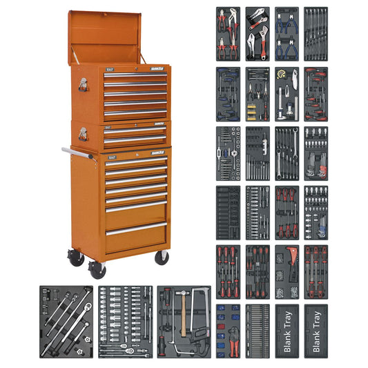 Sealey Tool Chest Combination 14 Drawer with Ball-Bearing Slides - Orange & 1179pc Tool Kit SPTOCOMBO1