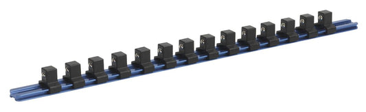 Sealey Socket Retaining Rail with 14 Clips Aluminium 1/2"Sq Drive SR1214