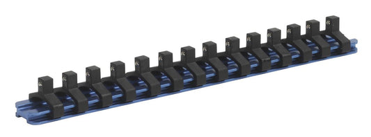 Sealey 1/4"Sq Drive Socket Retaining Rail with 14 Clips Aluminium SR1414