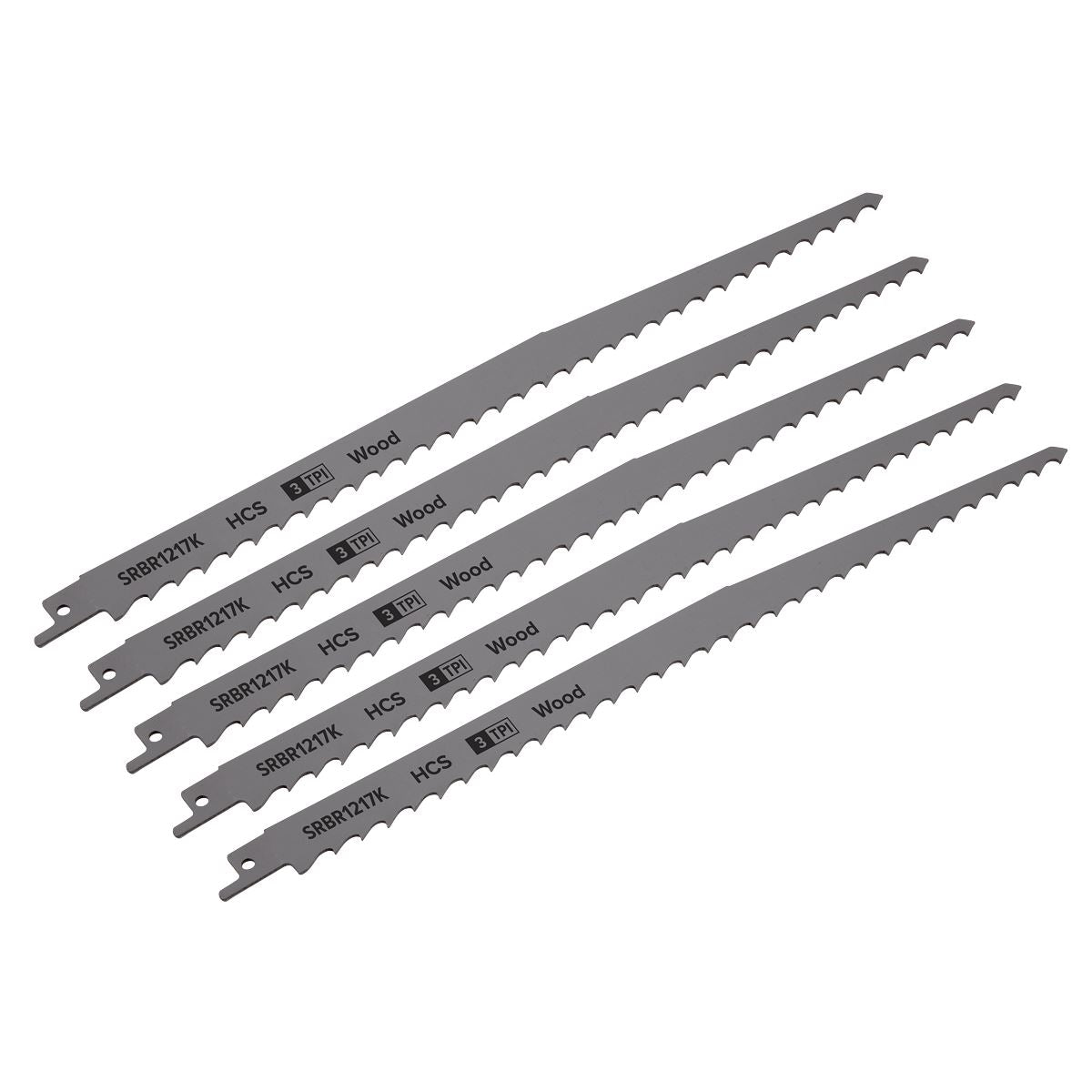 Sealey Reciprocating Saw Blade Pruning & Coarse Wood 300mm 3tpi - Pack of 5 SRBR1217K