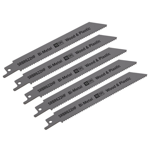 Sealey Reciprocating Saw Blade Wood & Plastics 150mm 10tpi - Pack of 5 SRBR622HF