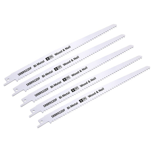 Sealey Reciprocating Saw Blade Wood & Nail 230mm 6tpi - Pack of 5 SRBR922DF