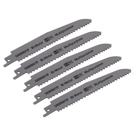 Sealey Reciprocating Saw Blade Multipurpose 150mm 5-8tpi - Pack of 5 SRBRB611F
