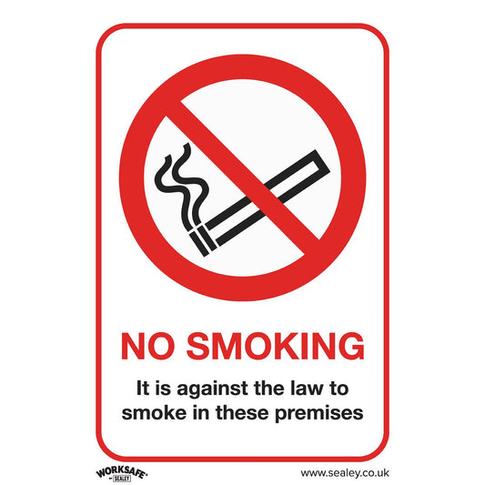 Sealey Prohibition Safety Sign - No Smoking (On Premises) - Self-Adhesive Vinyl SS12V1