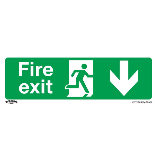 Sealey Safe Conditions Safety Sign - Fire Exit (Down) - Rigid Plastic SS22P1