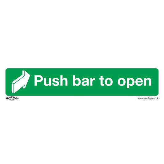 Sealey Safe Conditions Safety Sign - Push Bar To Open - Self-Adhesive Vinyl - Pack of 10 SS29V10