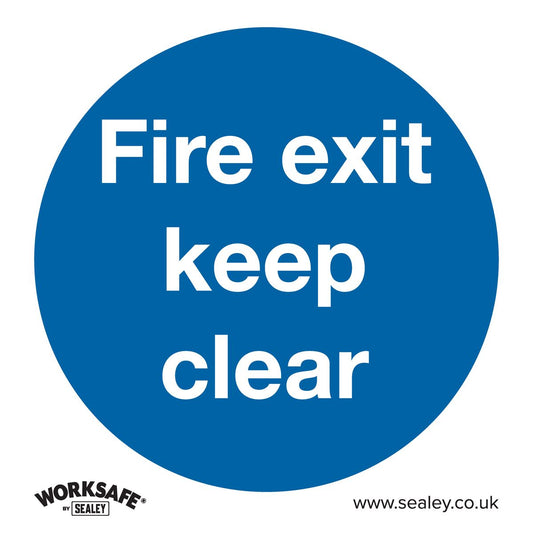 Sealey Mandatory Safety Sign - Fire Exit Keep Clear - Rigid Plastic SS2P1